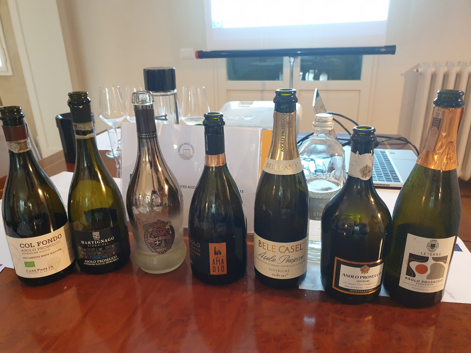 A selection of Asolo wines tasted Asolo wines